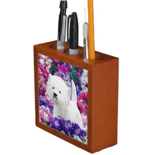 West Highland White Terrier Painting Dog Art Desk Organizer