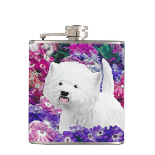 West Highland White Terrier Painting Dog Art Flask