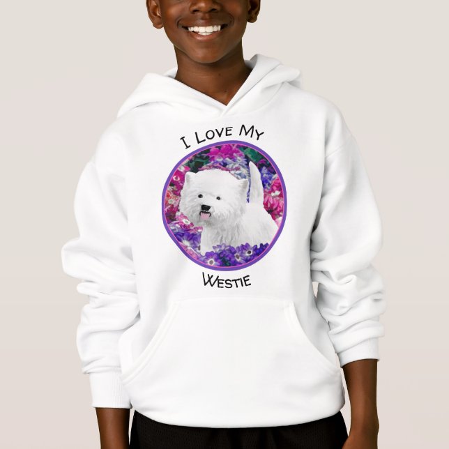 West Highland White Terrier Painting Dog Art Hoodie (Front)