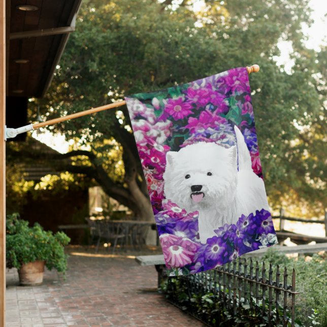 West Highland White Terrier Painting Dog Art House Flag (In SItu)