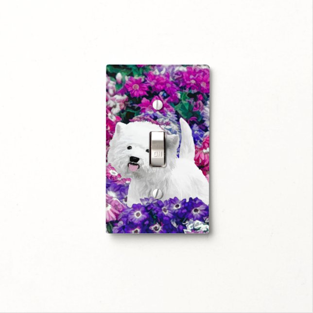 West Highland White Terrier Painting Dog Art Light Switch Cover (In Situ)