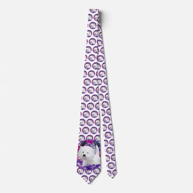 West Highland White Terrier Painting Dog Art Neck Tie (Front)