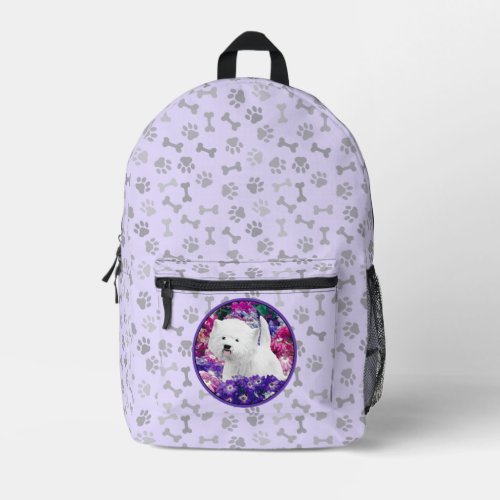 West Highland White Terrier Painting Dog Art Printed Backpack