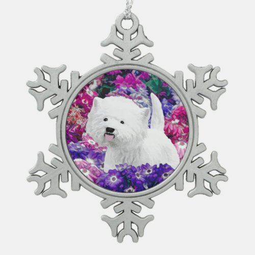 West Highland White Terrier Painting Dog Art Snowflake Pewter Christmas Ornament