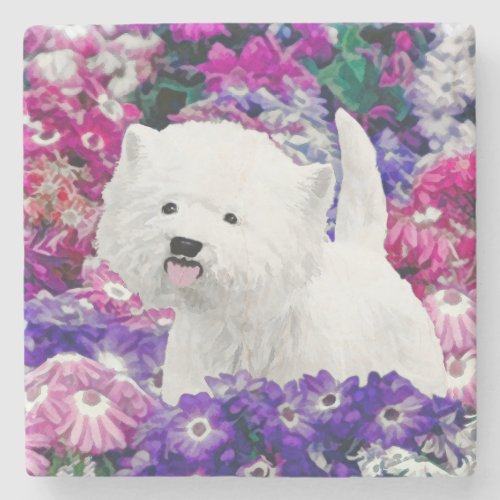 West Highland White Terrier Painting Dog Art Stone Coaster