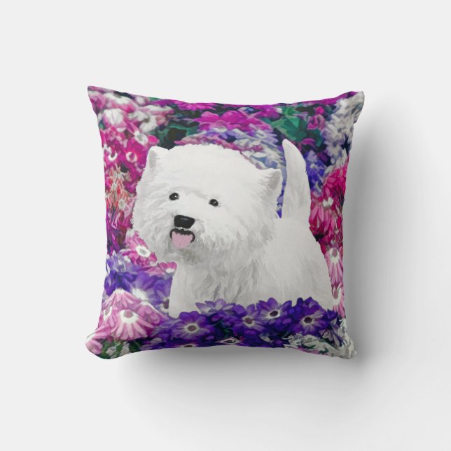 West Highland White Terrier Painting Dog Art Throw Pillow (Front)