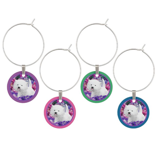 West Highland White Terrier Painting Dog Art Wine Charm (Staggered)