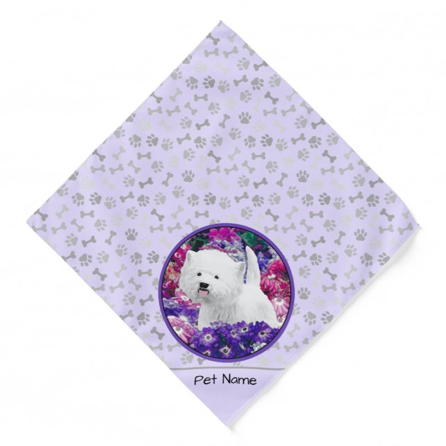 West Highland White Terrier Painting Westie Dog Bandana (Front)