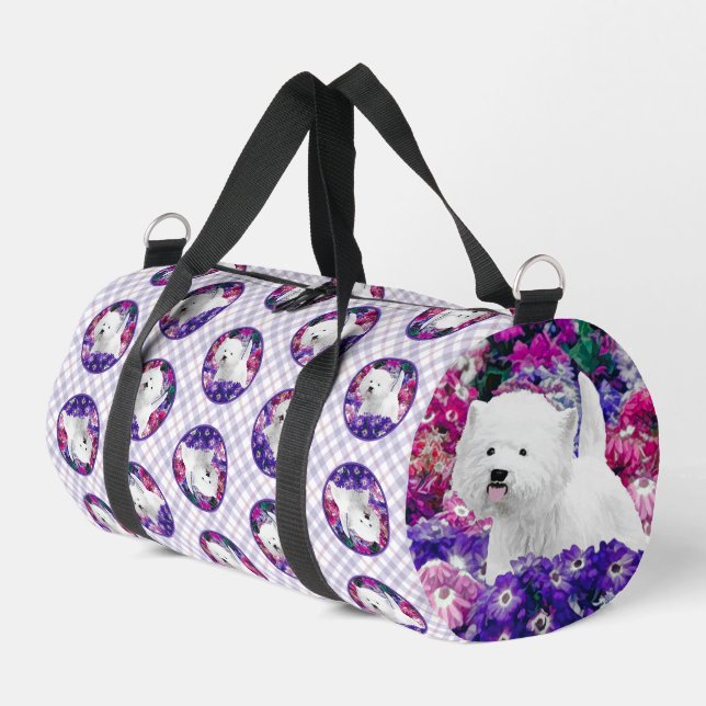 West Highland White Terrier Painting Westie Dog Duffle Bag (Left Corner)