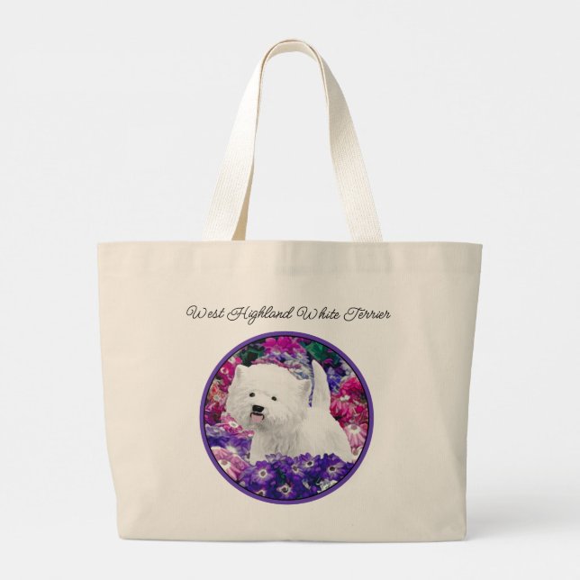 West Highland White Terrier Painting Westie Dog Large Tote Bag (Back)