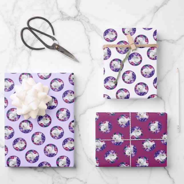 West Highland White Terrier Painting Westie Dog Wrapping Paper Sheets (Front)