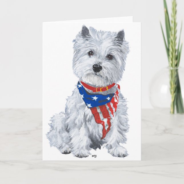 West Highland White Terrier Patriotic Card (Front)