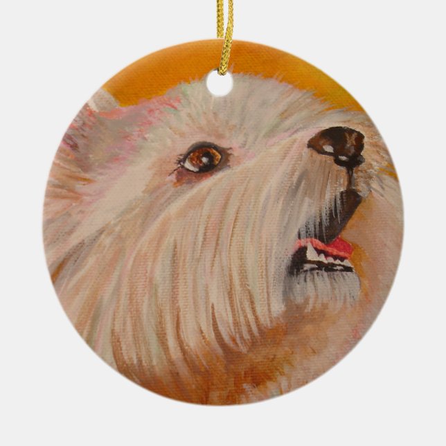 West Highland White Terrier Portrait Ceramic Ornament (Front)