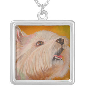 West Highland White Terrier Portrait Silver Plated Necklace