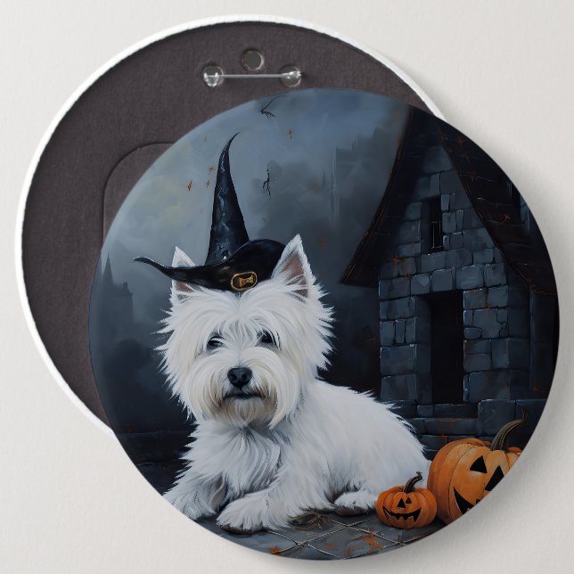 West Highland White Terrier Pumpkin Halloween  Button (Front & Back)
