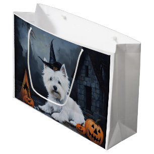 West Highland White Terrier Pumpkin Halloween  Large Gift Bag