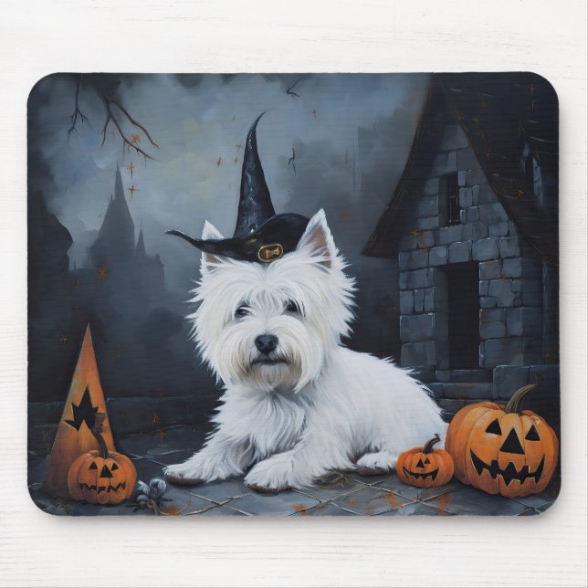 West Highland White Terrier Pumpkin Halloween  Mouse Pad (Front)