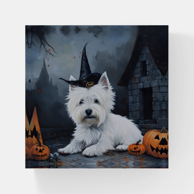 West Highland White Terrier Pumpkin Halloween  Paperweight (Front)