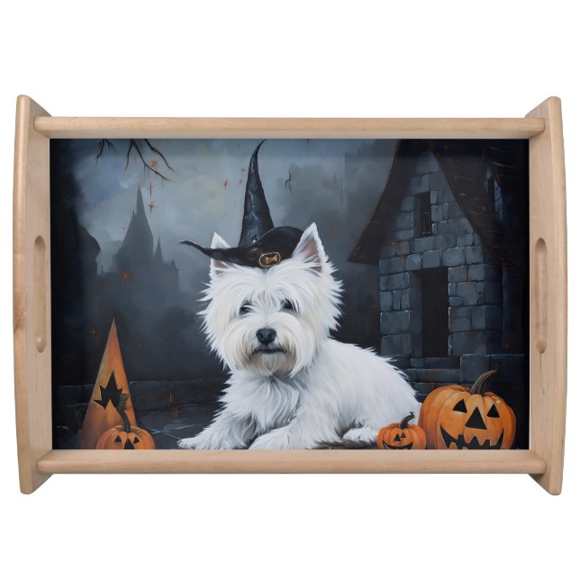 West Highland White Terrier Pumpkin Halloween  Serving Tray (Front)