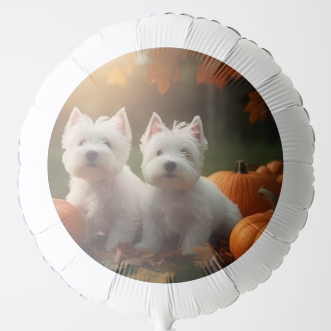 West Highland White Terrier Puppy Autumn Pumpkin Balloon (Front)