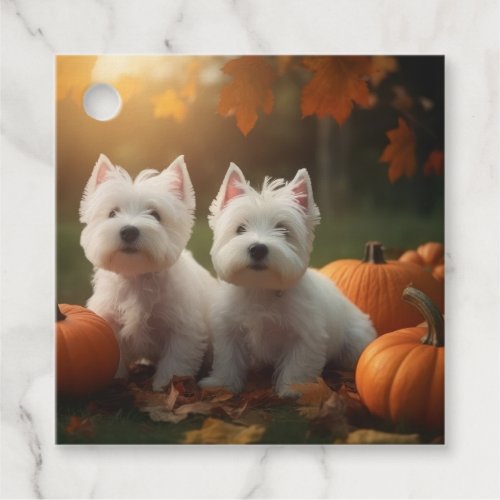 West Highland White Terrier Puppy Autumn Pumpkin Favor Tags