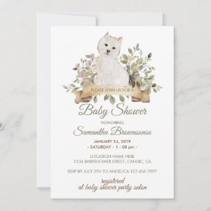 West Highland White Terrier Puppy Baby Shower Invitation