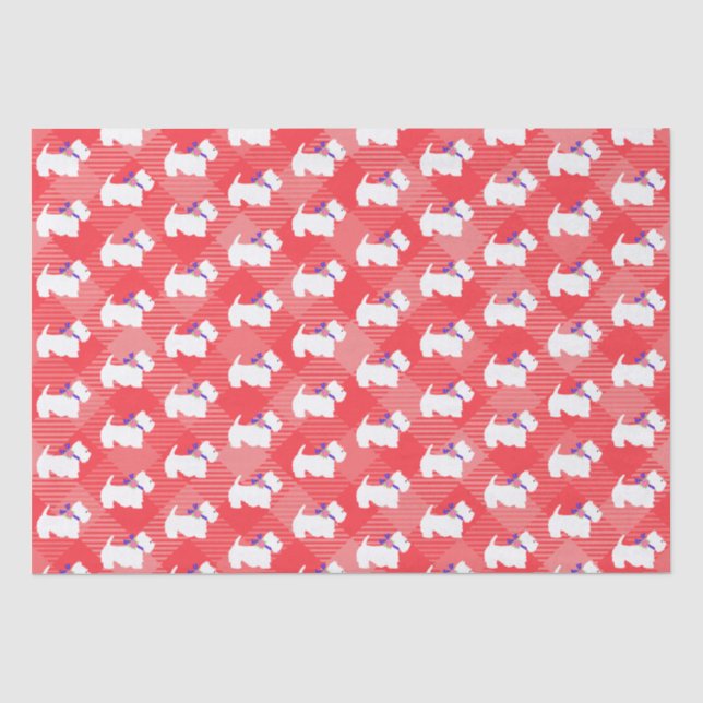 West Highland White Terrier Red Plaid Tissue Paper (Front)
