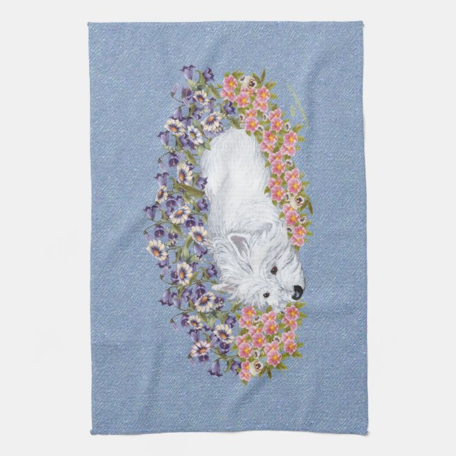 West Highland White Terrier Repose Kitchen Towel (Vertical)