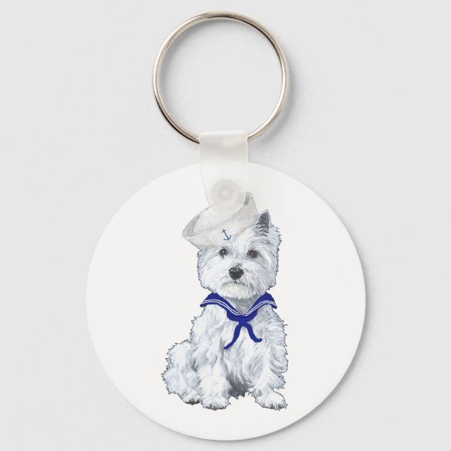 West Highland White Terrier Sailor Keychain (Front)
