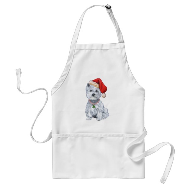 West Highland White Terrier Santa Claus Adult Apron (Front)