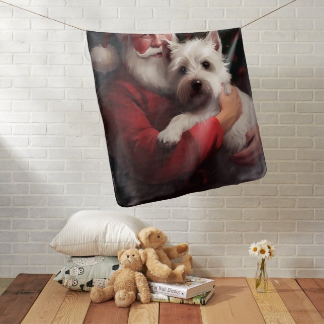 West Highland White Terrier Santa Claus Christmas Baby Blanket (In Situ)