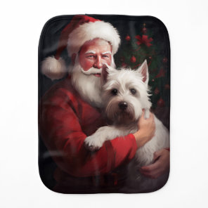 West Highland White Terrier Santa Claus Christmas Baby Burp Cloth