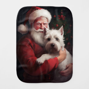 West Highland White Terrier Santa Claus Christmas Baby Burp Cloth