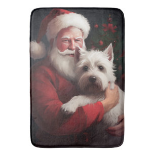 West Highland White Terrier Santa Claus Christmas Bath Mat