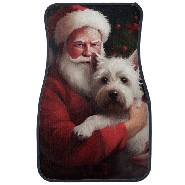 West Highland White Terrier Santa Claus Christmas Car Floor Mat (Front)