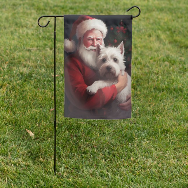 West Highland White Terrier Santa Claus Christmas Garden Flag (In SItu)