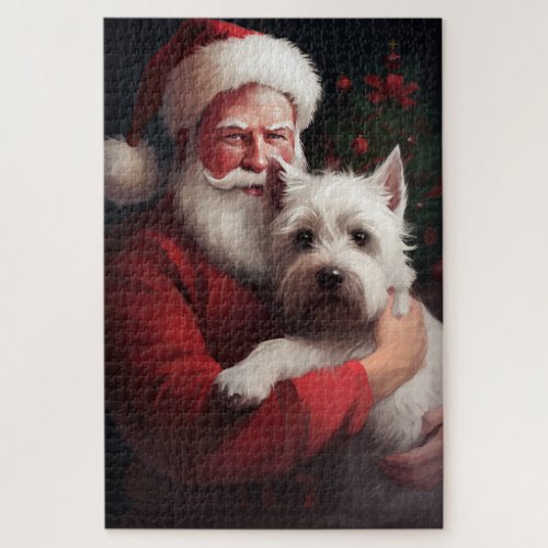 West Highland White Terrier Santa Claus Christmas Jigsaw Puzzle