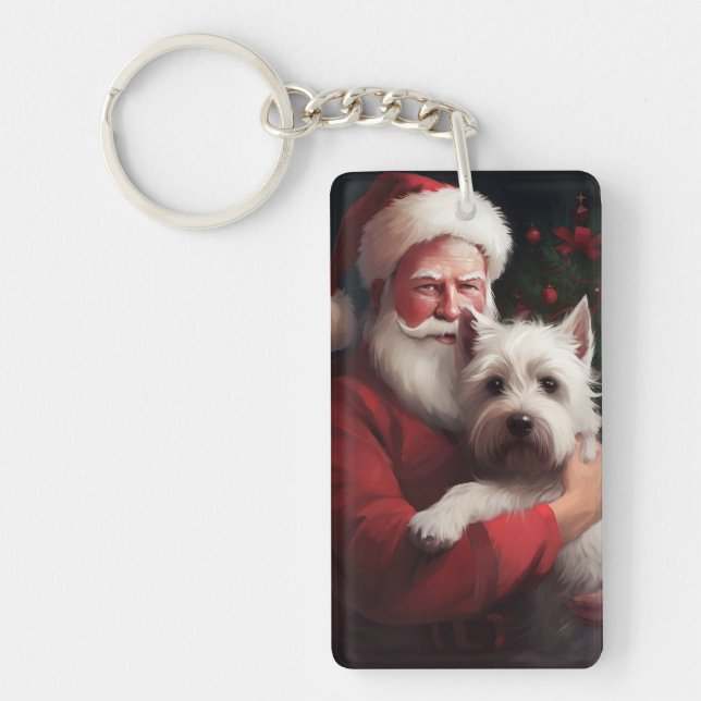 West Highland White Terrier Santa Claus Christmas Keychain (Front)
