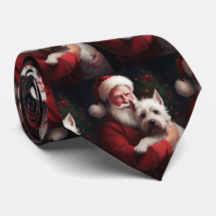 West Highland White Terrier Santa Claus Christmas Neck Tie