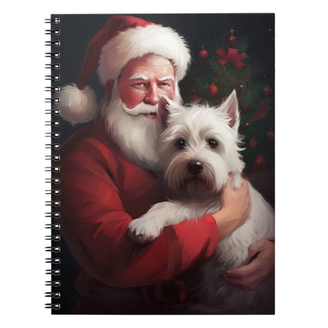 West Highland White Terrier Santa Claus Christmas Notebook (Front)