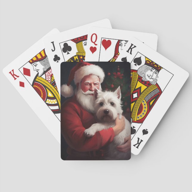 West Highland White Terrier Santa Claus Christmas Poker Cards (Back)