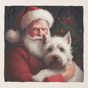 West Highland White Terrier Santa Claus Christmas Scarf