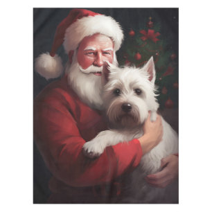 West Highland White Terrier Santa Claus Christmas Tablecloth