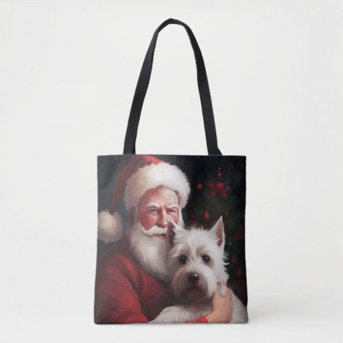 West Highland White Terrier Santa Claus Christmas Tote Bag