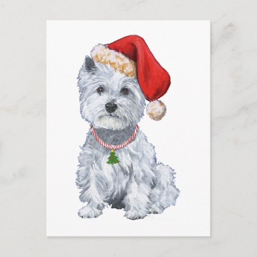 West Highland White Terrier Santa Claus Holiday Postcard