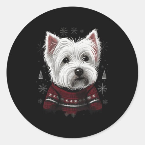 West Highland White Terrier Santa On Westie Classic Round Sticker