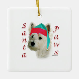 West Highland White Terrier Santa Paws Ceramic Ornament