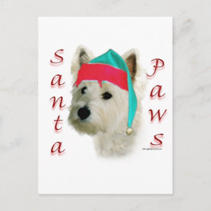West Highland White Terrier Santa Paws Holiday Postcard