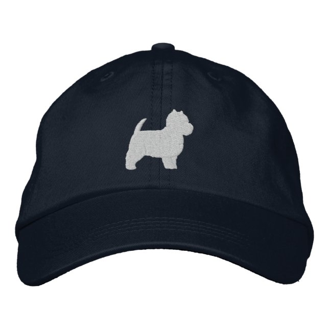 West Highland White Terrier Silhouette Embroidered Baseball Cap (Front)