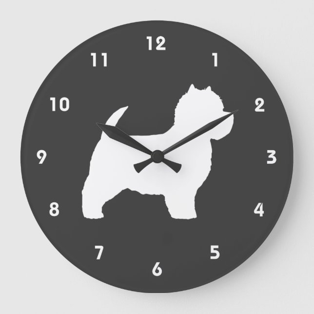 West Highland White Terrier Silhouette Large Clock (Front)